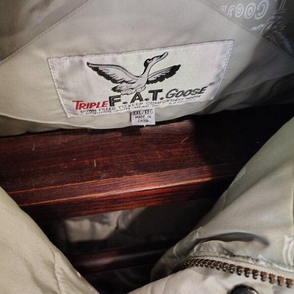 Vintage Triple FAT Goose Navy Blue Down Puffer Parka Jacket Men's Size Medium - Picture 4 of 10